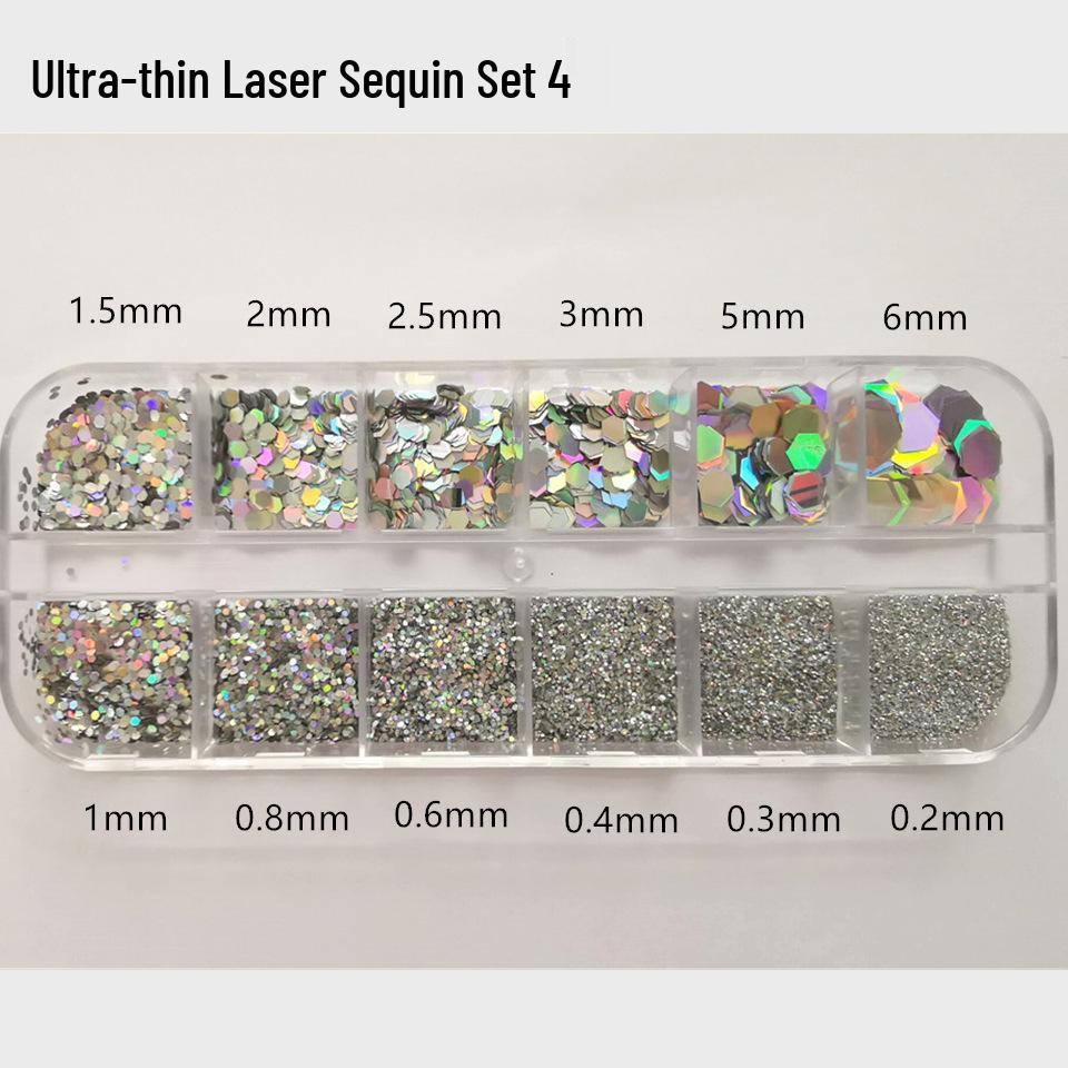 Anpassbare Dünne Laser-Unregelmäßige Pailletten-Nagelkunst-Glitzerstreifen in Box