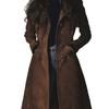 2026 High-Quality Women's Fall/Winter Coat with Turn-Down Collar and Suede Fabric, Long Trench Coat
