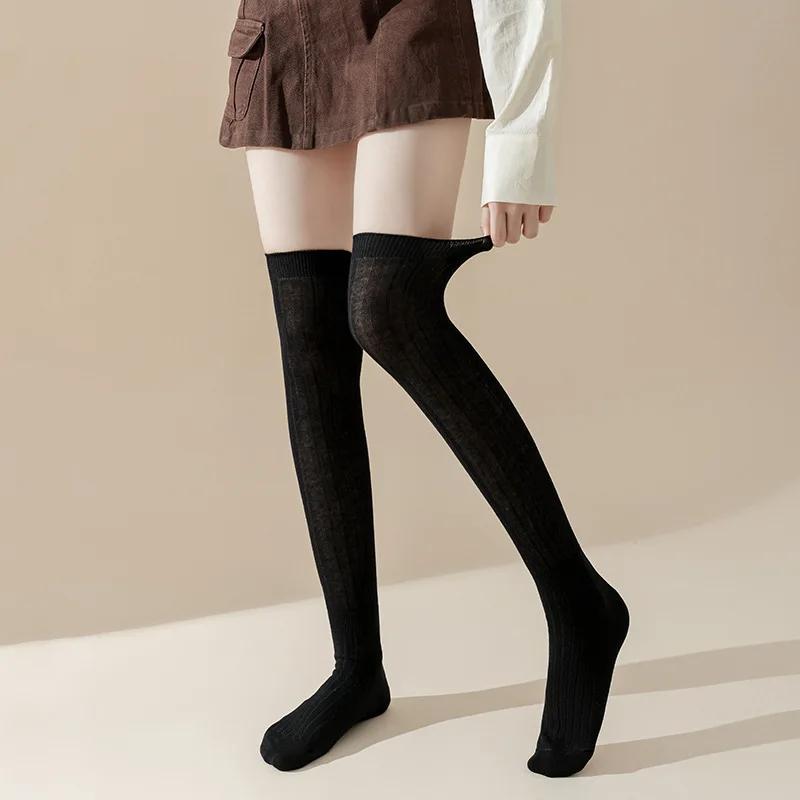 Women Stockings JK Girls Knee High Socks Thigh High Stockings College Style Solid Color Black White Gray Socks Thigh High Socks