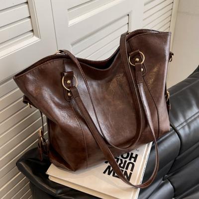 Large Capacity Shoulder Bags for Women Fashion Hobo Shopper Bag Solid Color Soft Leather Crossbody Handbag Lady Travel Tote Bags