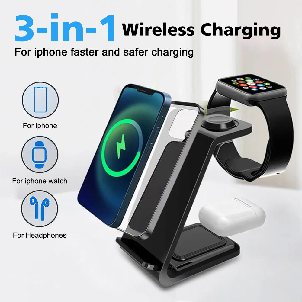 30W 3 In 1 Wireless Charger Stand Dock For iPhone Watch 8 7 Ultra2 SE AirPods 3 2 iPhone 15 14 13 Pro Max Fast Charging Station