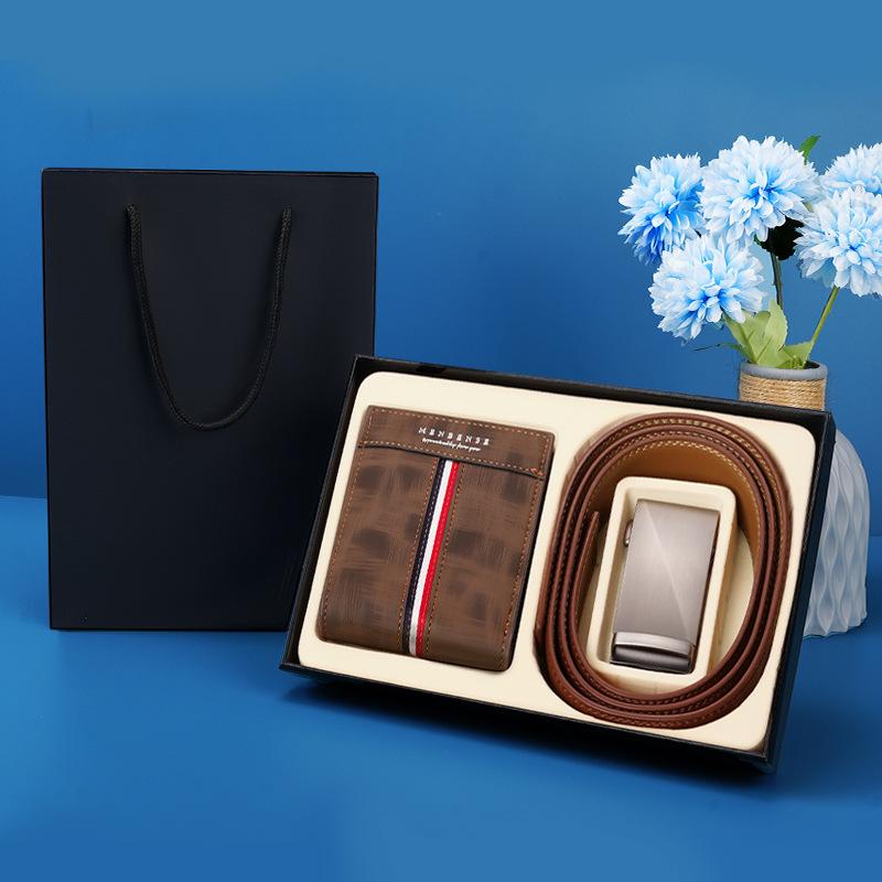 Gift Box Set Men'S Belt Wallet Gift Box Automatic Buckle Belt Wallet Combination Simple Gift-Giving