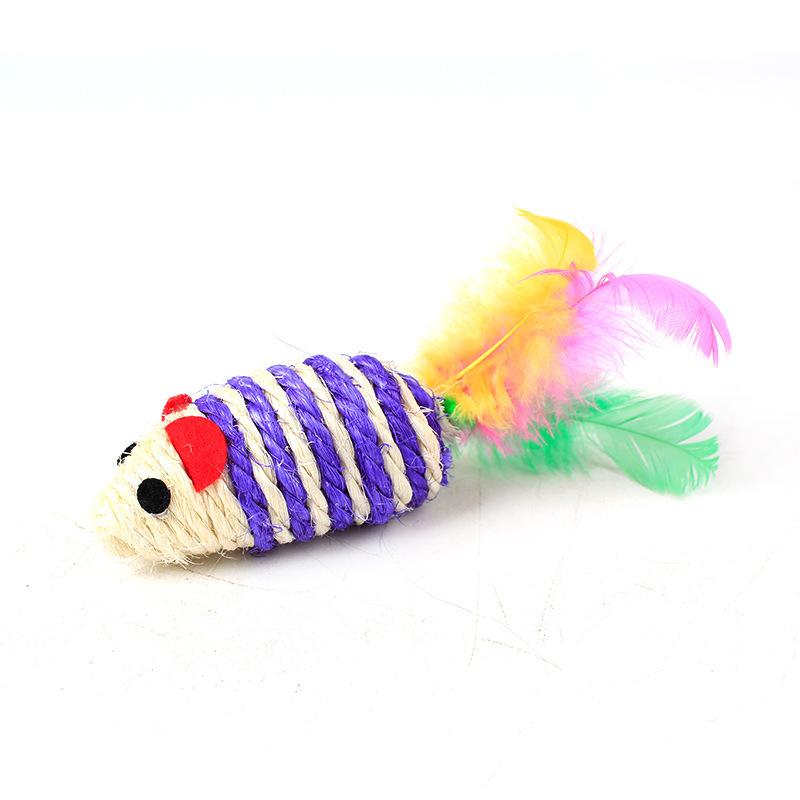 

Пиппи Тао сизалевый кот с сизалевой полосатой мышью, маленькая 7 см пищащая мышка кошачья игрушка 7*3cm