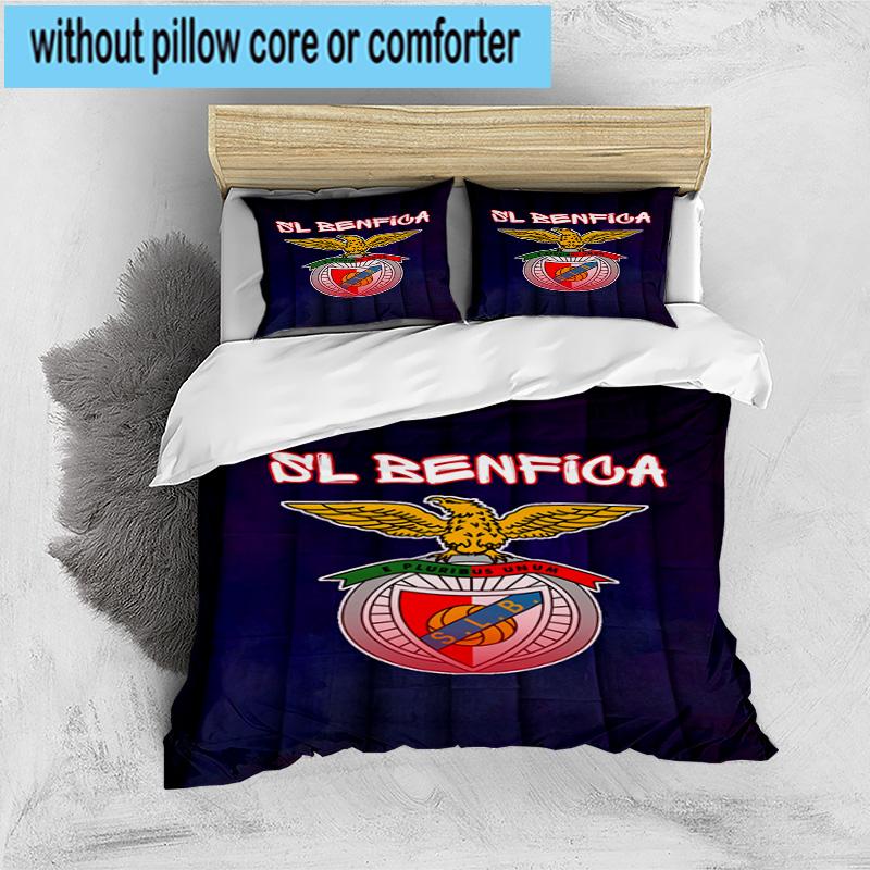 Set Biancheria da Letto Stampato 3 Pezzi Club di Calcio Benfica Chiusura Copripiumino Include 1 Copripiumino & 2 Federe Set Biancheria da Letto Decorazioni per la Casa Regali