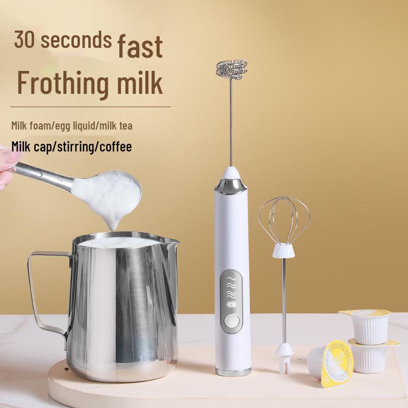 Stylish Electric Handheld Milk Frother & Mixer for Coffee and Eggs