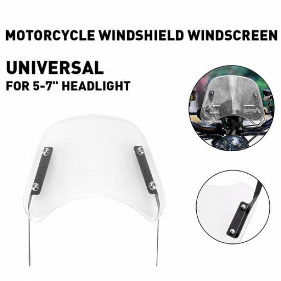 Universal Motorcycle Headlight Fairing Windshield Windscreen 5-7  Round Clear EA