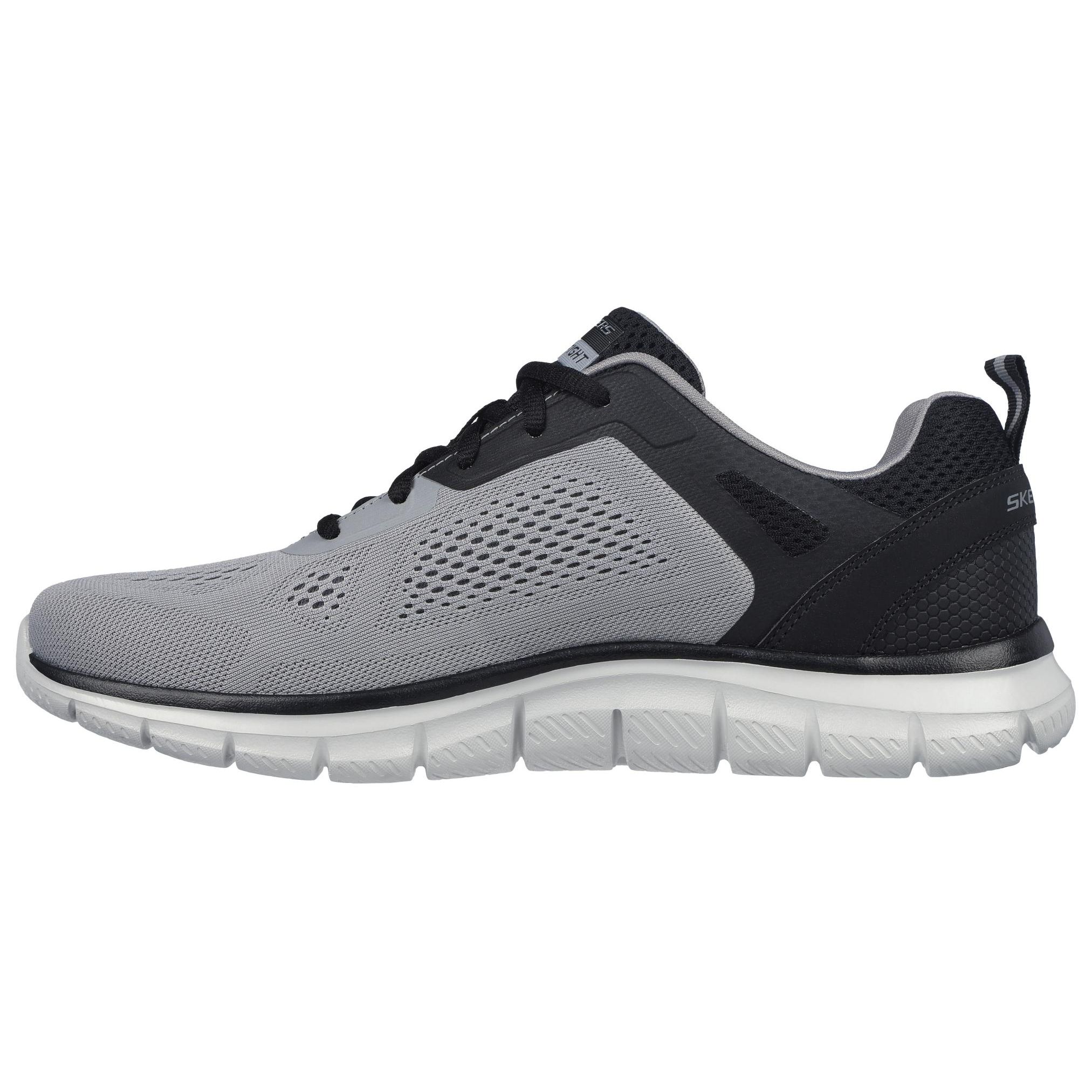 Skechers Track Удобные Универсальные Амортизирующие Водонепроницаемые Низкие Беговые Кроссовки Мужские Кеды Черно-Серые 232698GYBK 39.5