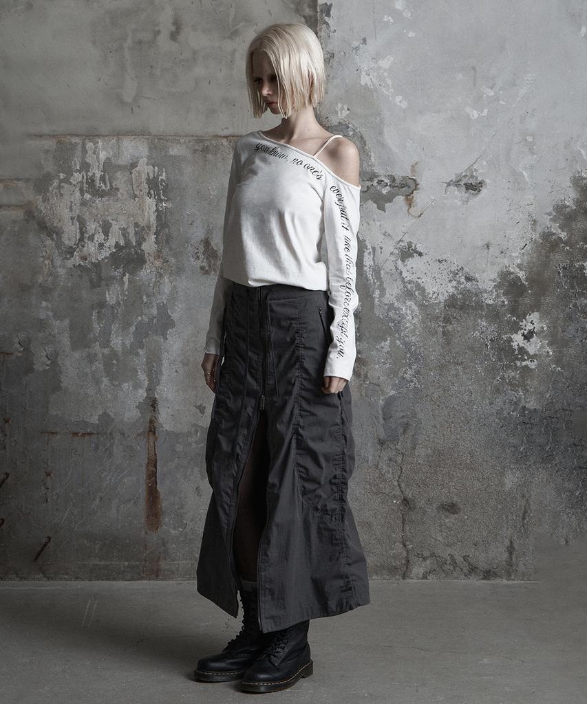Jenyujeu Drops One-Shoulder Lettering Sleeve - Ivory