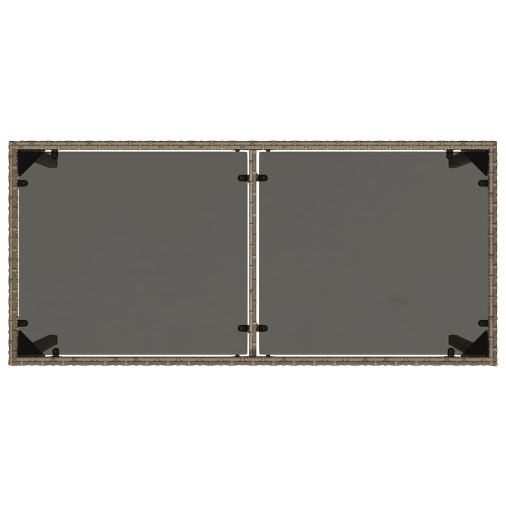 Garden Table with Glass Top Gray 115 x 54 x 74 cm Poly Rattan