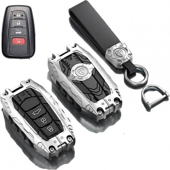 Heavy Metal Key Fob Cover Case Protector For Toyota,Car Key Case Full Protection Key Holder Fit For - Highlander Corolla Prius 2018-2024 RAV4 Camry