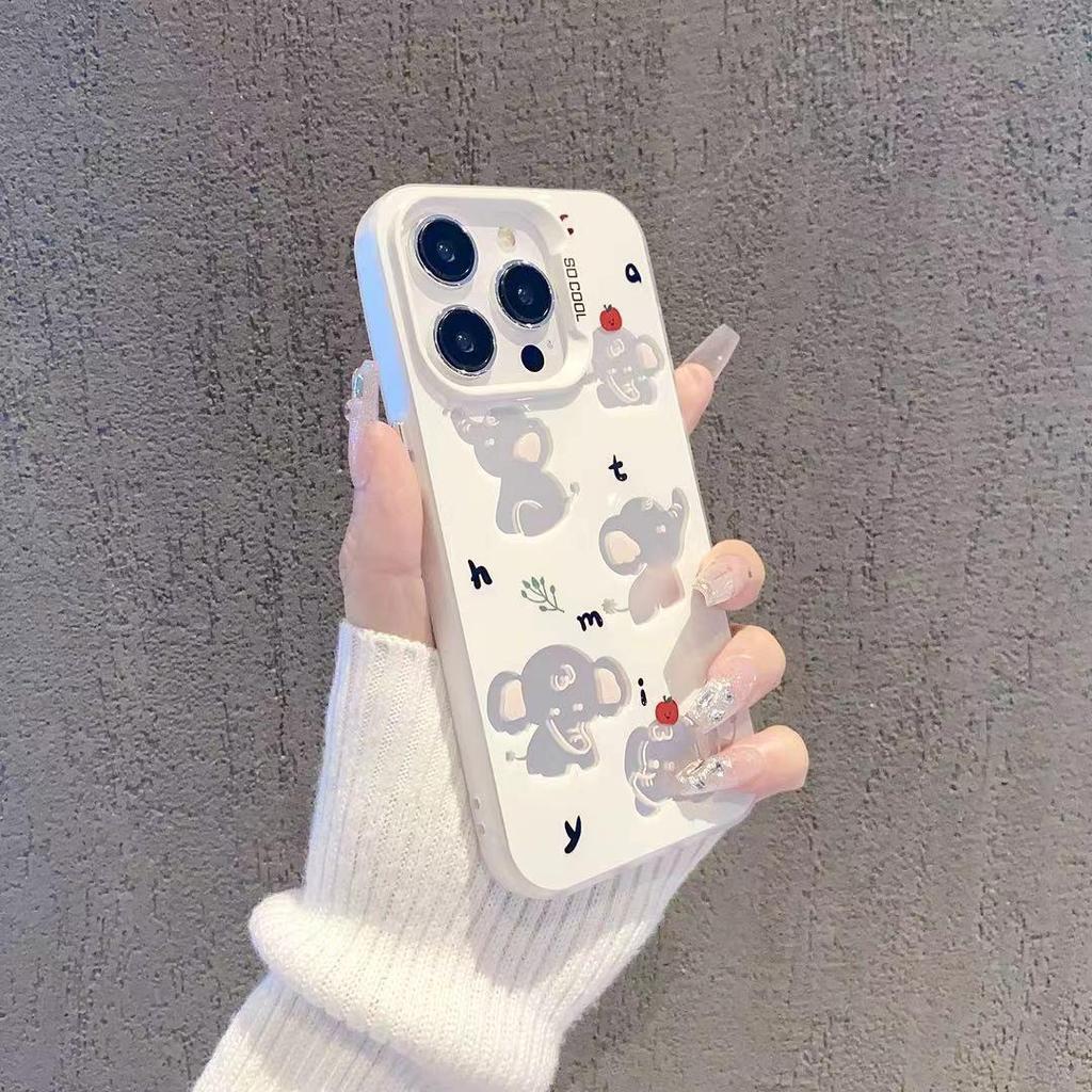 Summer Bear Silver Phone Case for iPhone 17/16/15/14/13/12 Pro Max - 15 Colors, Cross-Border Niche