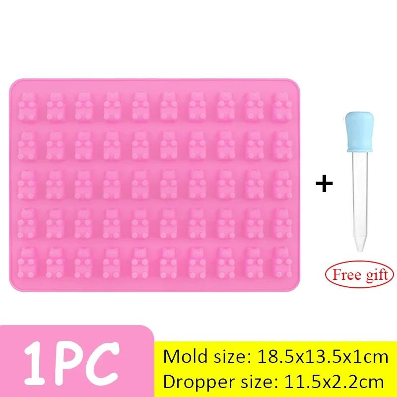 Silicone Mini Gummy Bear Mold DIY Chocolate Jelly Candy Cake Fondant Mould with Dropper Household Making Mold Baking Supplies