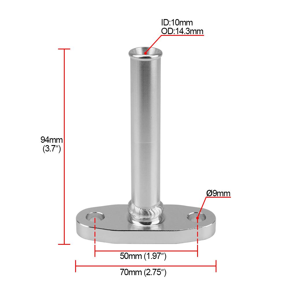 Extended Aluminum 1.8 Turbo Oil Drain Return Flange Kit With 5/8" Hose Barb m8 Holes Bolt Spacing 51mm oil return degree