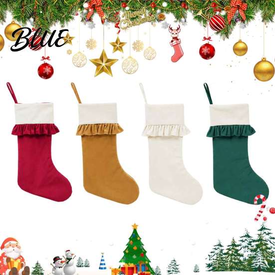 Large Christmas Stockings Sack with Stockings Thick Ruffled Cuff for Fireplace Xmas Gift Hanging Decorative