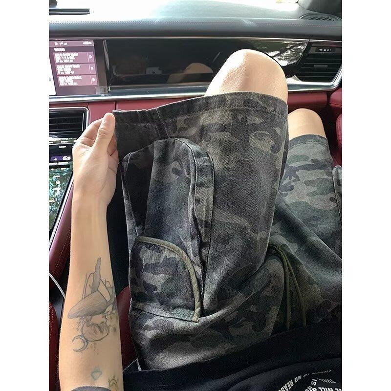 

Large Pocket Camouflage Work Shorts Men s Summer American High Street Wide-leg Mid-pants Large Size Loose Four- and Five-point Pants M