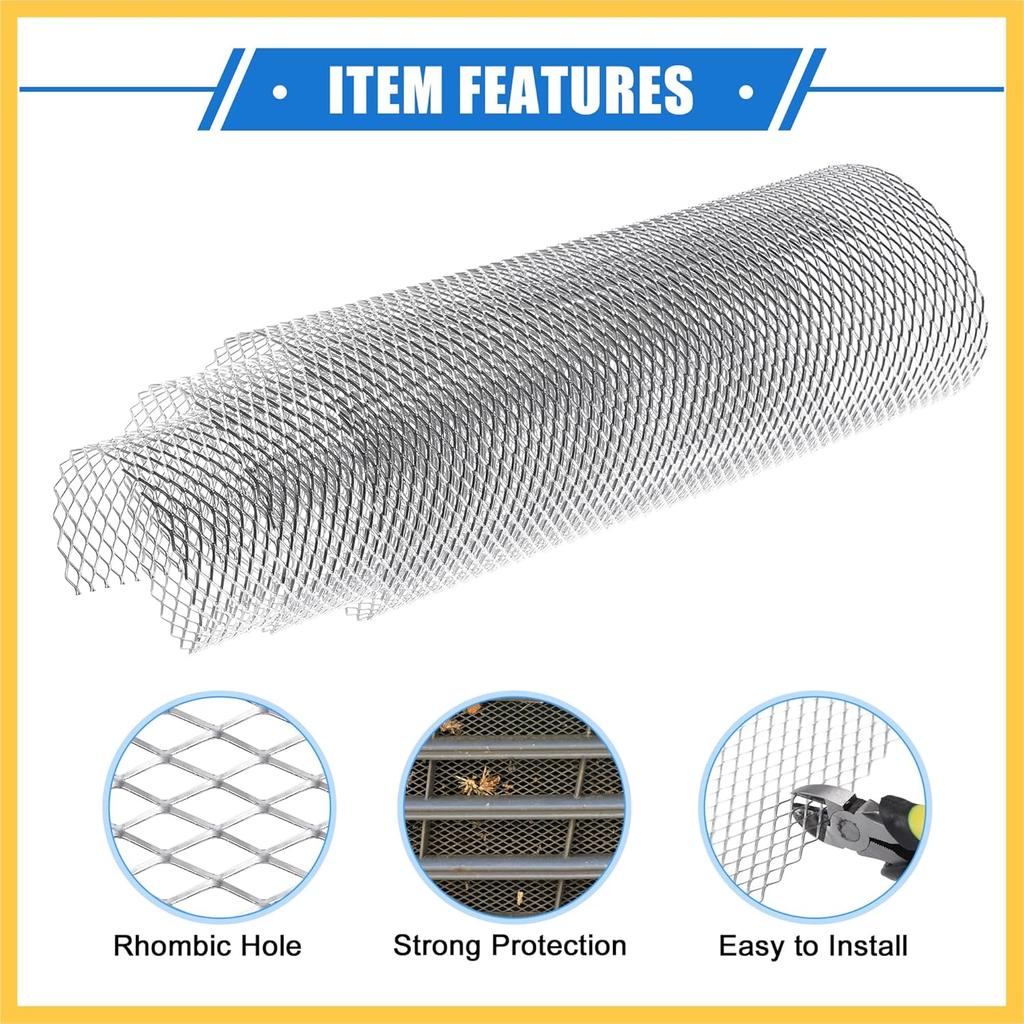 Car Grill Mesh, 40"x13" 12x6mm Rhombic Hole Car Pickup Truck Grille Mesh Sheet Air Intake Insert Universal for Car Multifunctional Aluminum Alloy