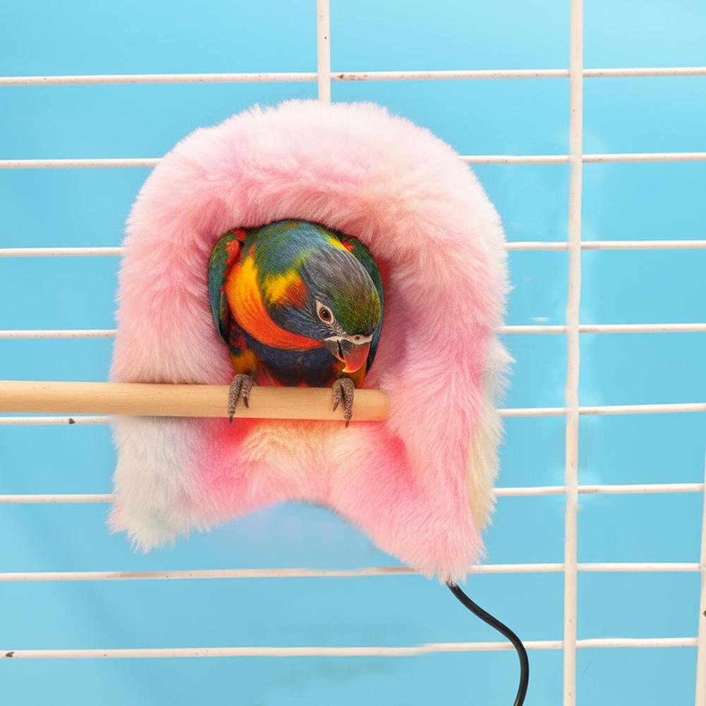 Soft Plush Bird Hammock Winter Windproof Bird Parrot Hammock Tent Bird Shawl Parakeet Cage Warm Cave Hanging Nest Bed Hideo N6M4