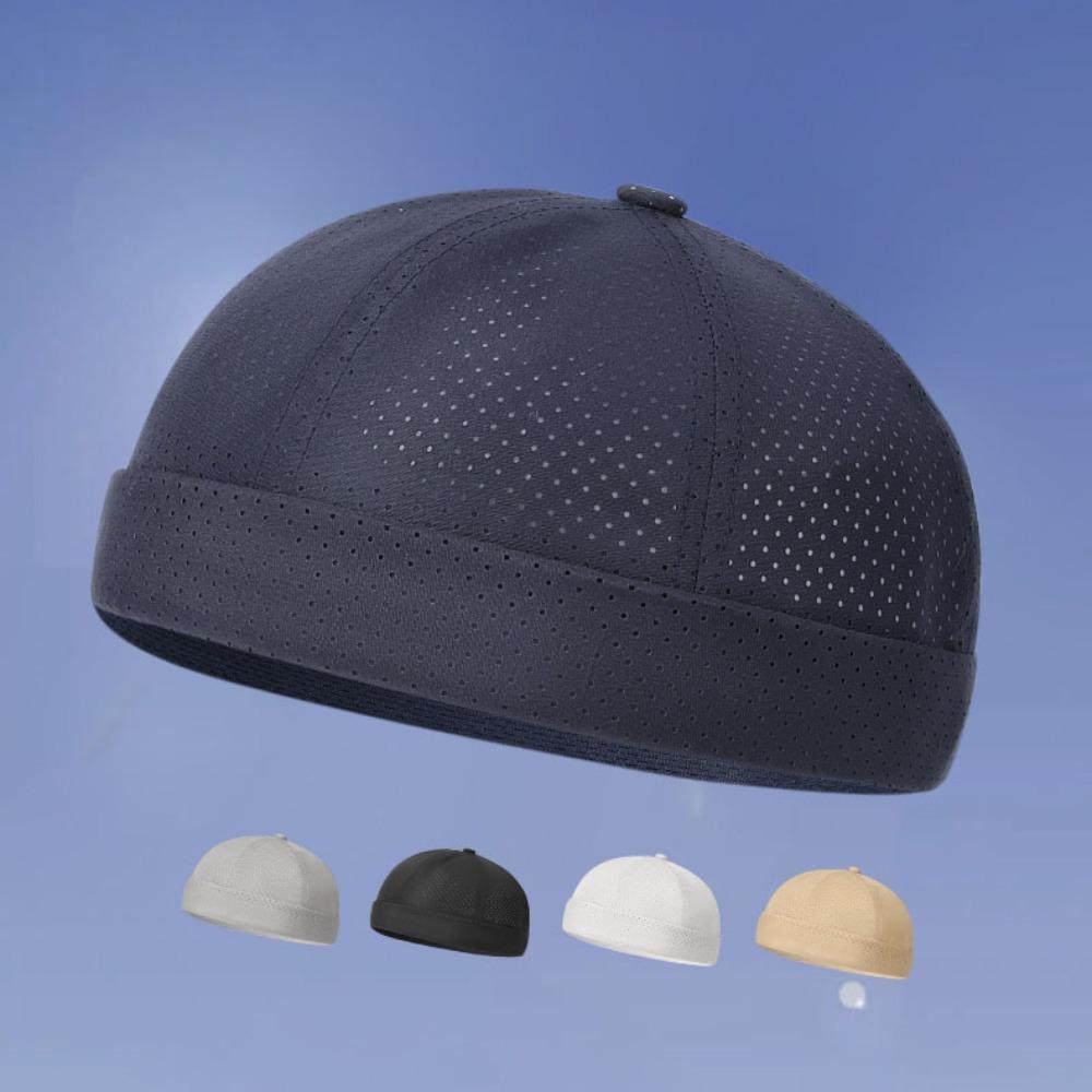 Retro Brimless Docker Cap Quick Drying Melon Skin Caps Casual Skullcap  Unisex