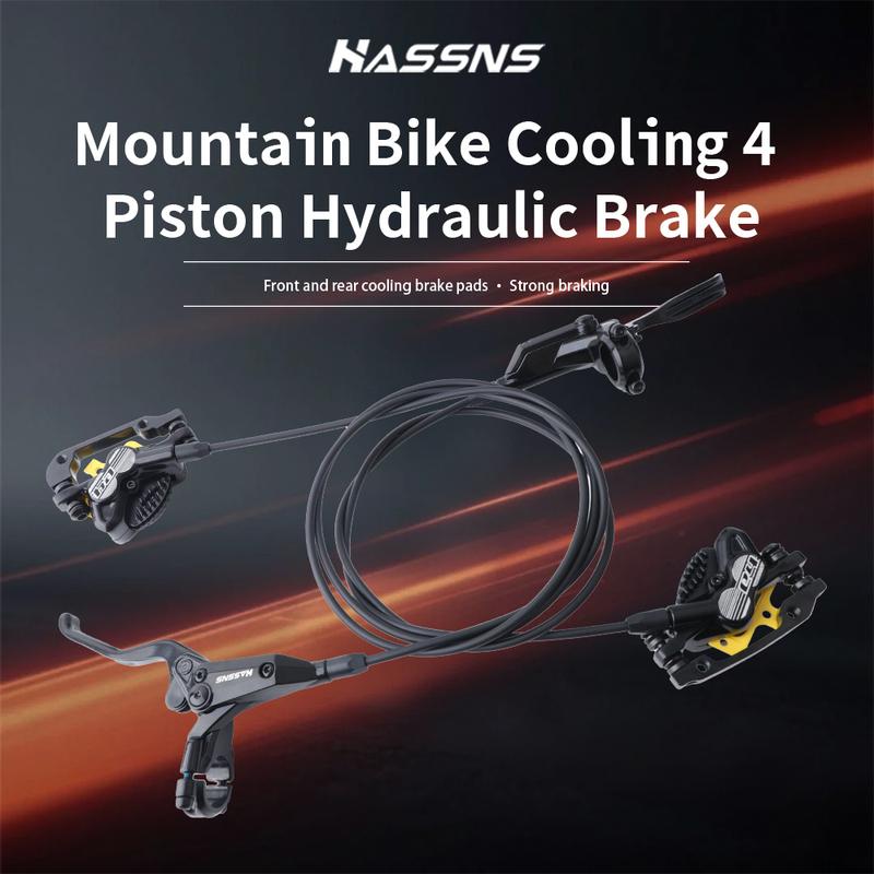 HASSNS E4 Hydrauliczne Chłodzenie Hamulców 4-Tłoczkowe Hamulce MTB Hamulce Roweru Górskiego 800/1450MM Z Tarczami 160mm Akcesoria Rowerowe