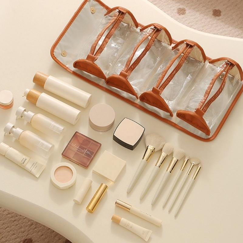 Large Capacity Portable Storage Pouches For Cosmetics Toiletries With Removable Dividers And PVC Materials