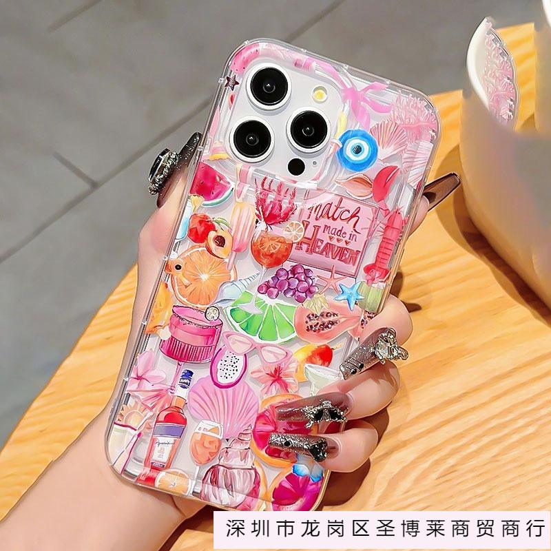 Colored Fruit for Apple 15 Mobile Phone Case iPhone14promax Transparent 13/12/11 New 16 Airbag