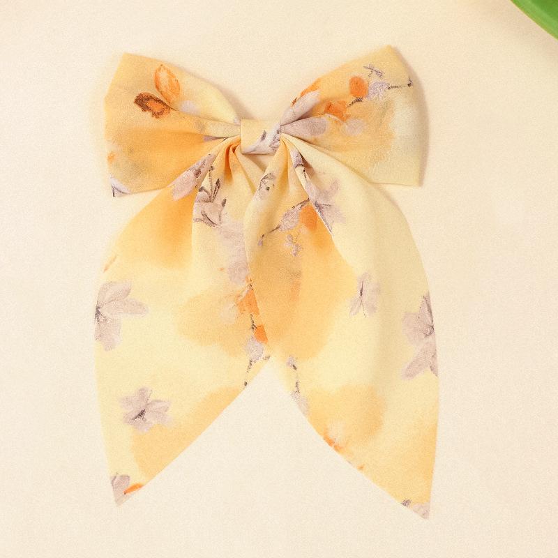 Spring Summer New Floral Bow Hair Clips with Ribbon Tails-European&American Style,Versatile ,Fashionable Hair Accessories
