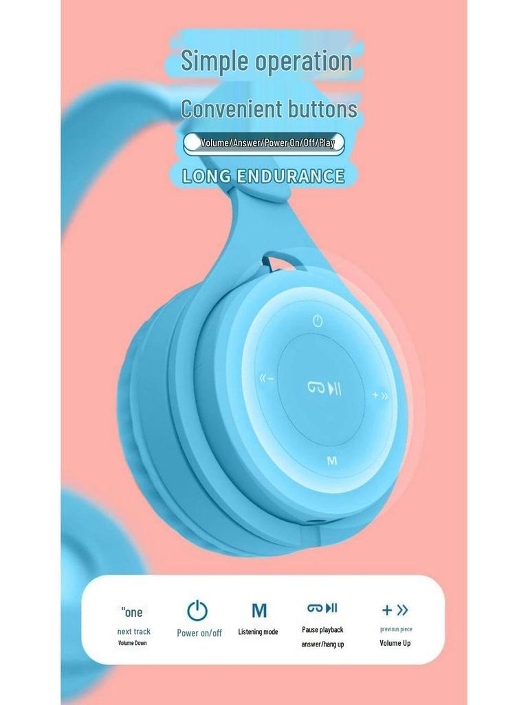 Macaron Y08 Over-Ear Unisex Cute Wireless Bluetooth Headphones