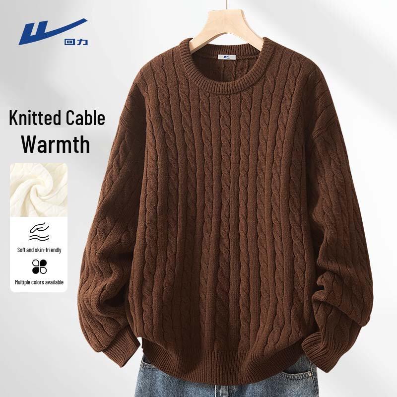 Унисекс свитер Warrior с круглым вырезом и косами 2XL brown