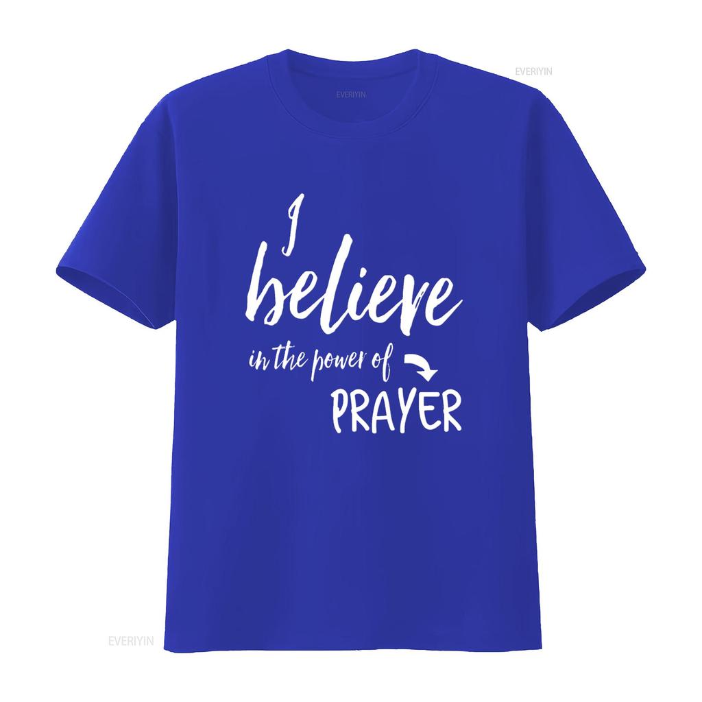 I Believe In The Power of Prayer T Shirt Vintage Washed Casual Homme Top For Everyday Wear Stylish Breathable Graphic Stretched