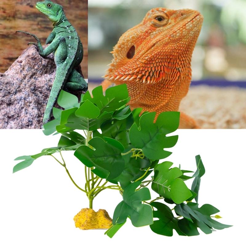 Reptiles Plant Grass for Climbing Habitat Decors Branch with Leaves for Lizards Spiders Snake Geckos Hideouts