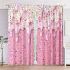 2pcs - Pink dessert - Printed curtains   suitable for home decoration in bedrooms and living rooms