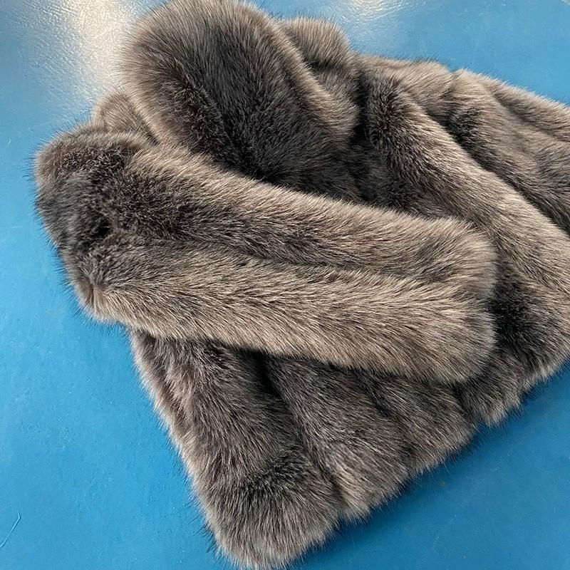 Cappotto da donna con cappuccio in finta pelliccia stile coreano - Caldo invernale pelliccia di volpe