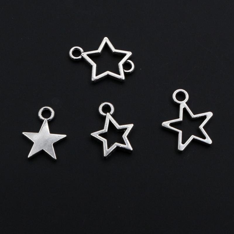 100pcs Petites Breloques Étoiles Pendentifs Alliage Métal Couleur Argent Antique Accessoires de Fabrication de Bijoux DIY pour Boucles d'Oreilles Bracelet Collier