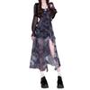 Temperament Wear Black Floral Suspender Dress Children's Summer New French Irregular Split Long Dress Set