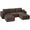 Modular U-Shaped Sofa 287 cm, Frameless, Wide Deep Corduroy Seat, High-Density Foam, No Assembly, Khaki