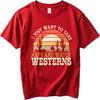 Street Wear Boys short sleeve tshirt Black Sunset Cactus Cowboy Horse Naps Westerns fashion Unisex tops Unisex fashion tshirt