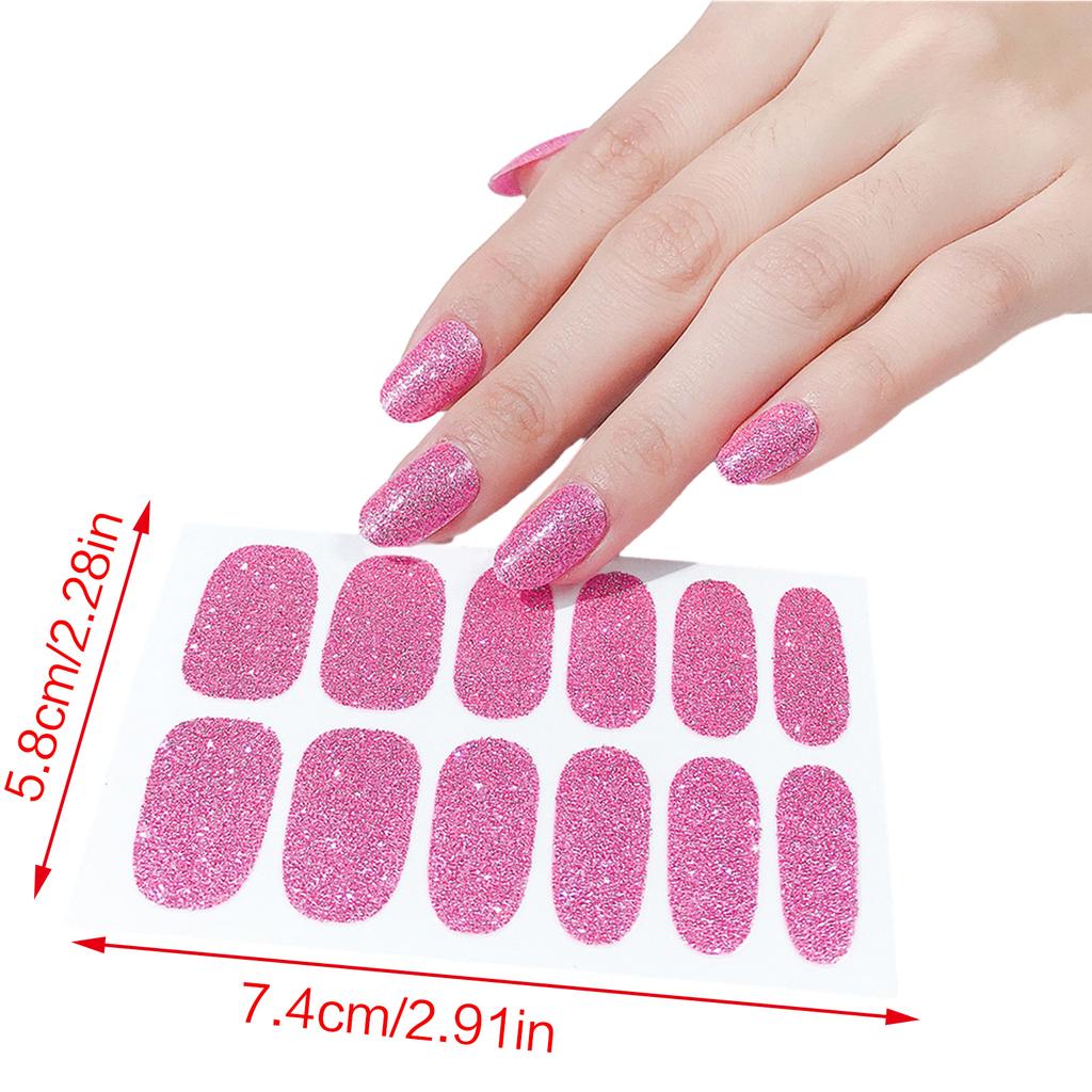 Glitter Full Wraps Nail Stickers Nail Polish Sticker Glitter Self-Adhesive Waterproof Nail Art Decals Manicure Nail Tips