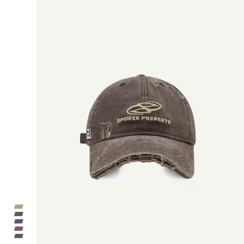 New Vintage Embroidery Hat Women's Street Old Ripped Denim Baseball Cap Couple Embroidery Cap