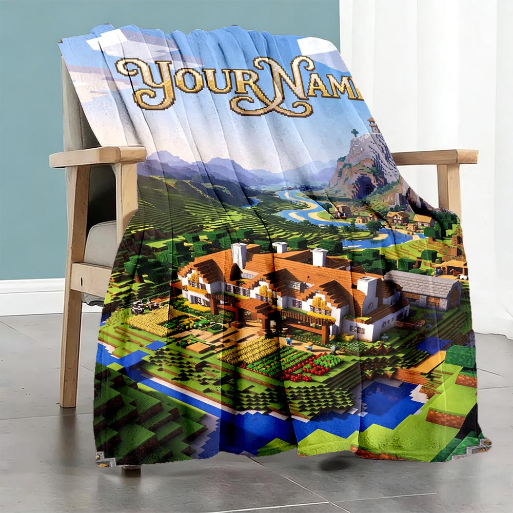 Minecraft Personalized Name Blanket Multipurpose Customizable Blanket Ultrasoft For Home Decor Office Sofa Couch For All Occasions
