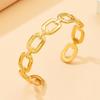 18k Gold Geometric Chain Stainless Steel Bracelet for Women, Vacuum Plated Open Bangle Jewelry