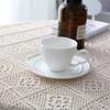 Nordic minimalist off-white solid color rectangular tablecloth with beige trim dining table cover