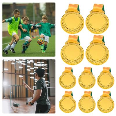 10Pcs Gold/Silver/Bronze Medal Sports Rewards with Neck Ribbon Students Rewards 5.2cm Competition Prize Medals for Sports Games