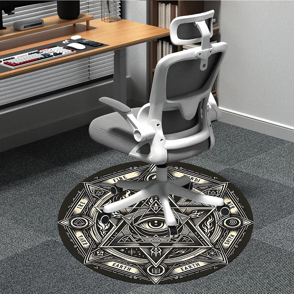 1PC Mystic Symbols Office Round Area Rug, Mat Suitable For Office, Under Office Chairs Bedroom Living Room Home Decor, Room Deco