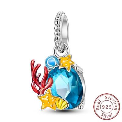 Charms Copper Blue Zircon Ocean Animal Pendant Sea Star Beads Fit Bracelet Women Jewelry Diy Fine Gift Accessory