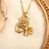 European and American Gold-Plated Geometric Flower Pendant with Zircon Necklace Accessory