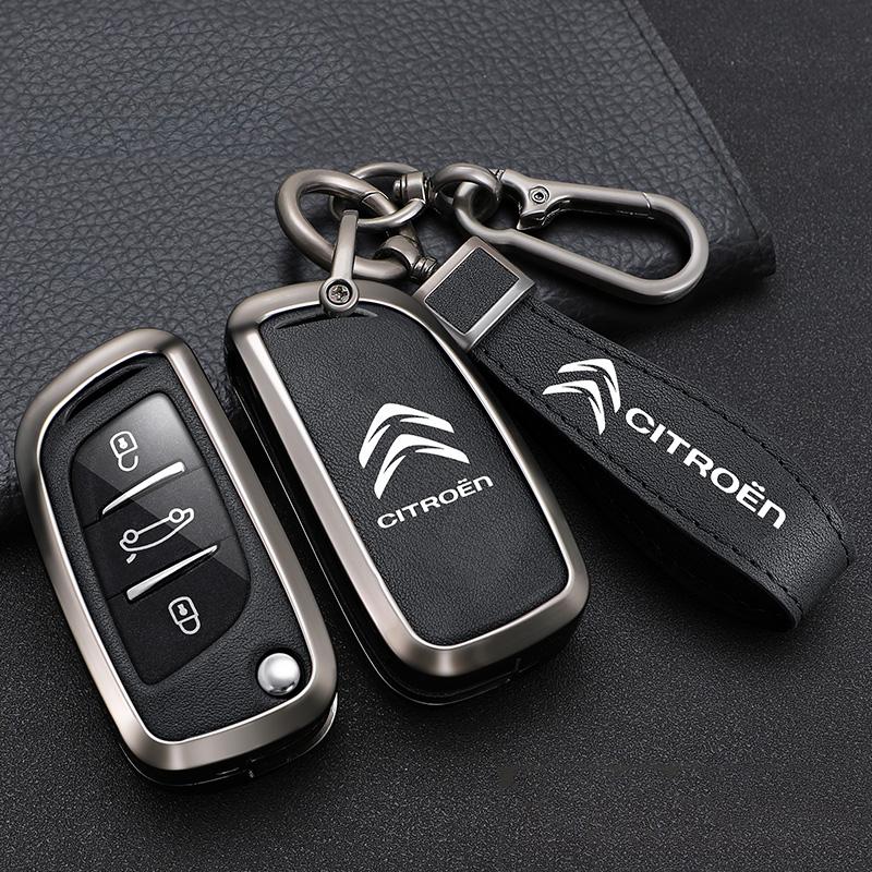 Zinc Alloy Leather Key Case Cover Protector Shell For Citroen C1 C2 C4 C5 C3 C4L C8 Berlingo Xsara Picasso C-ELYSEE JUMPY NEMO