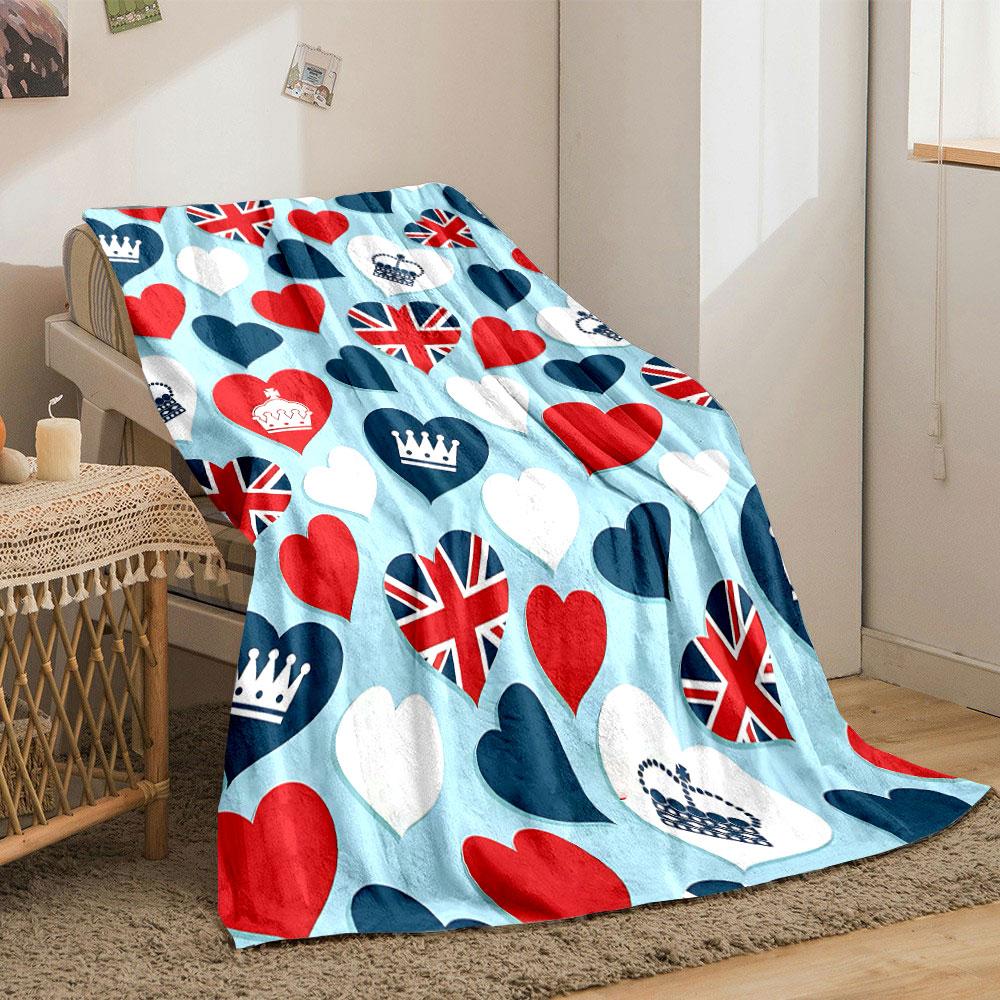 Union Jack Heart Blanket bedroom Blanket for Livingroom Couch lunch break Soft throw for Friend's festival Gift