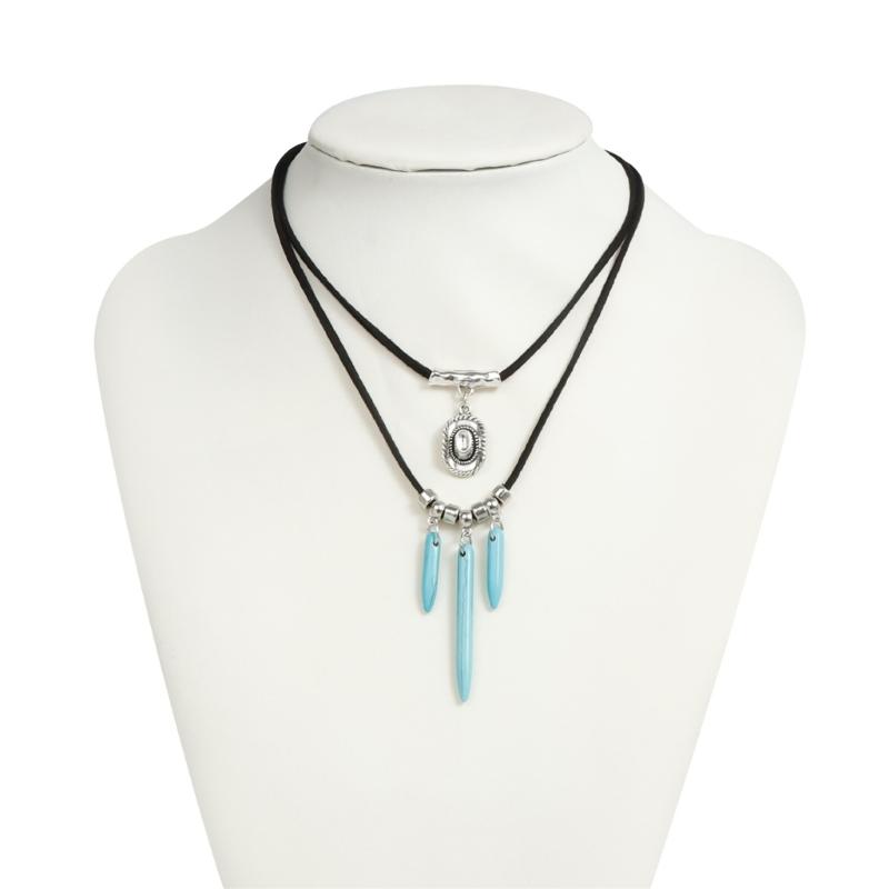 Vintage Ethnic Style Leather Cord Necklace Adjustable Length Neckchain For Casual Or Party Outfit Enhancement
