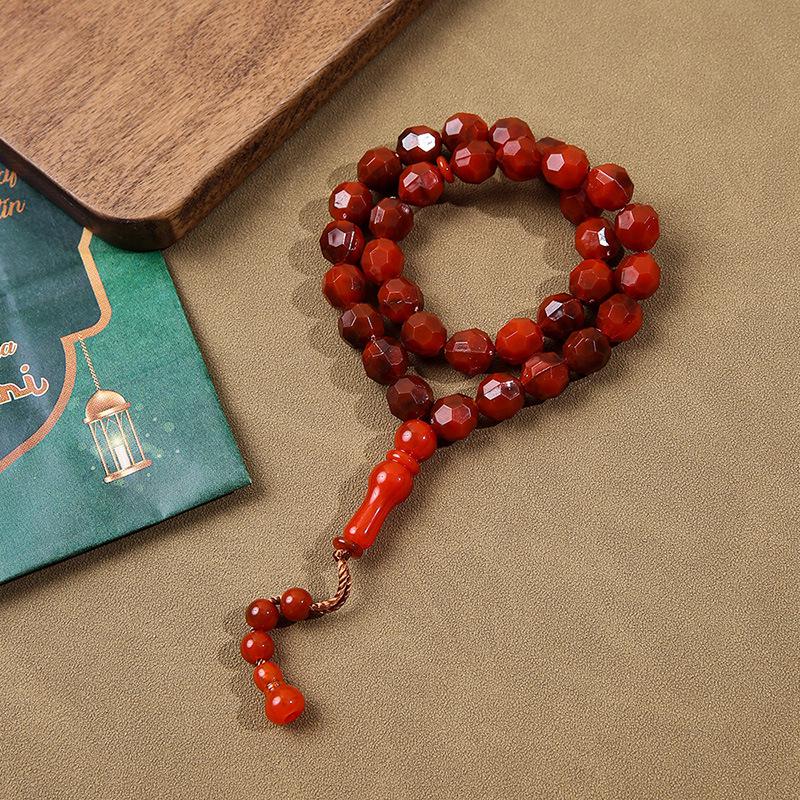 Handmade Middle Eastern 33-Bead Tasbih: Polygon Prayer Beads Jewelry