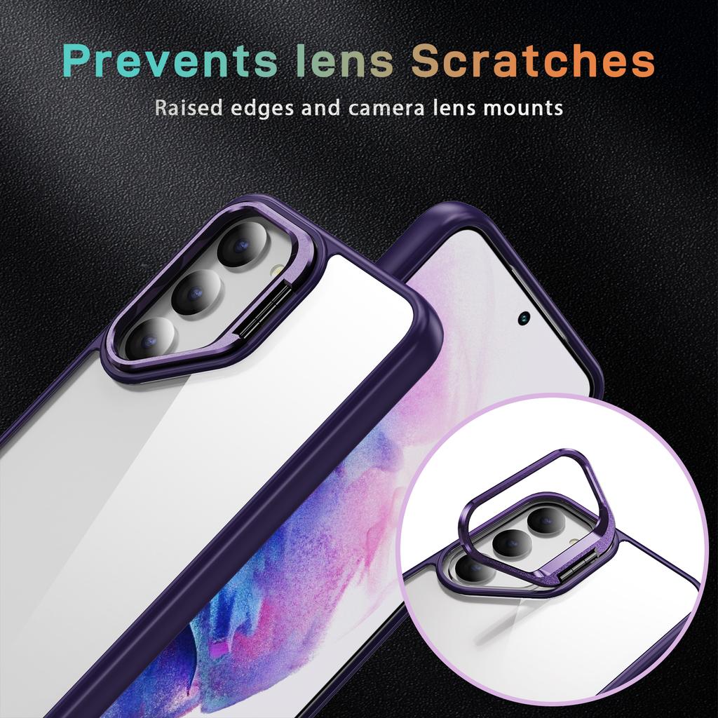 For Samsung Galaxy S23+ Case Lens Frame Kickstand TPU + Acrylic Protective Phone Cover